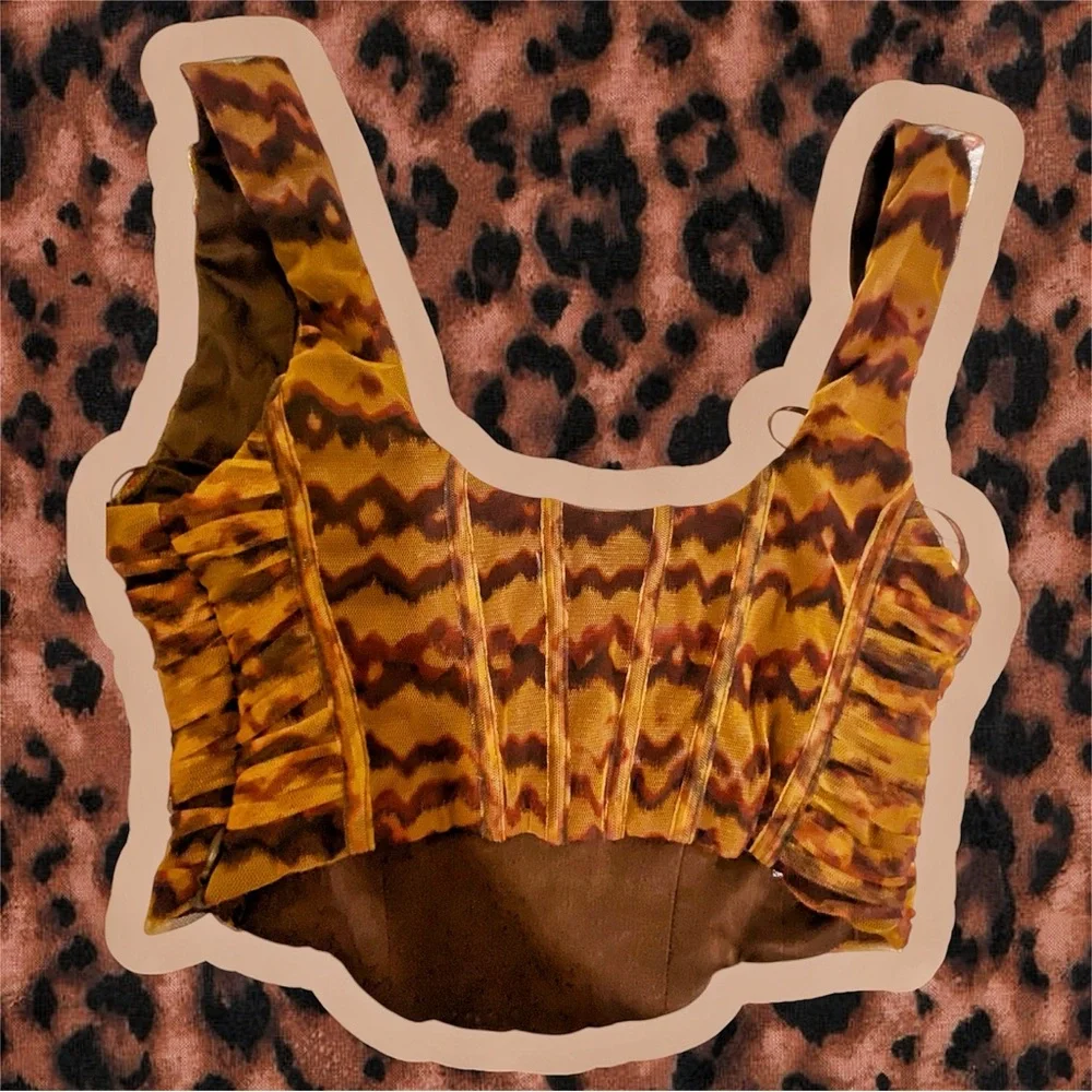 Zara Amber Tortoiseshell Print Corset Crop Top – Size S - Picture 2 of 4